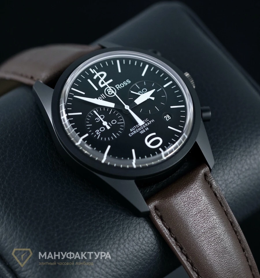 Часы Bell &amp; Ross  Vintage Chronograph Br 126 Original Carbon  BRV126-BL-CA