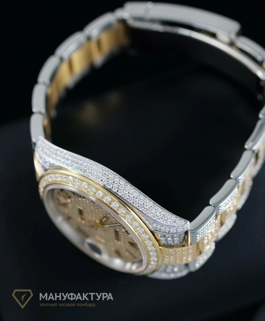 Часы Rolex  Datejust 41Mm Twotone Full Pave Custom Diamonds  126303 FIX