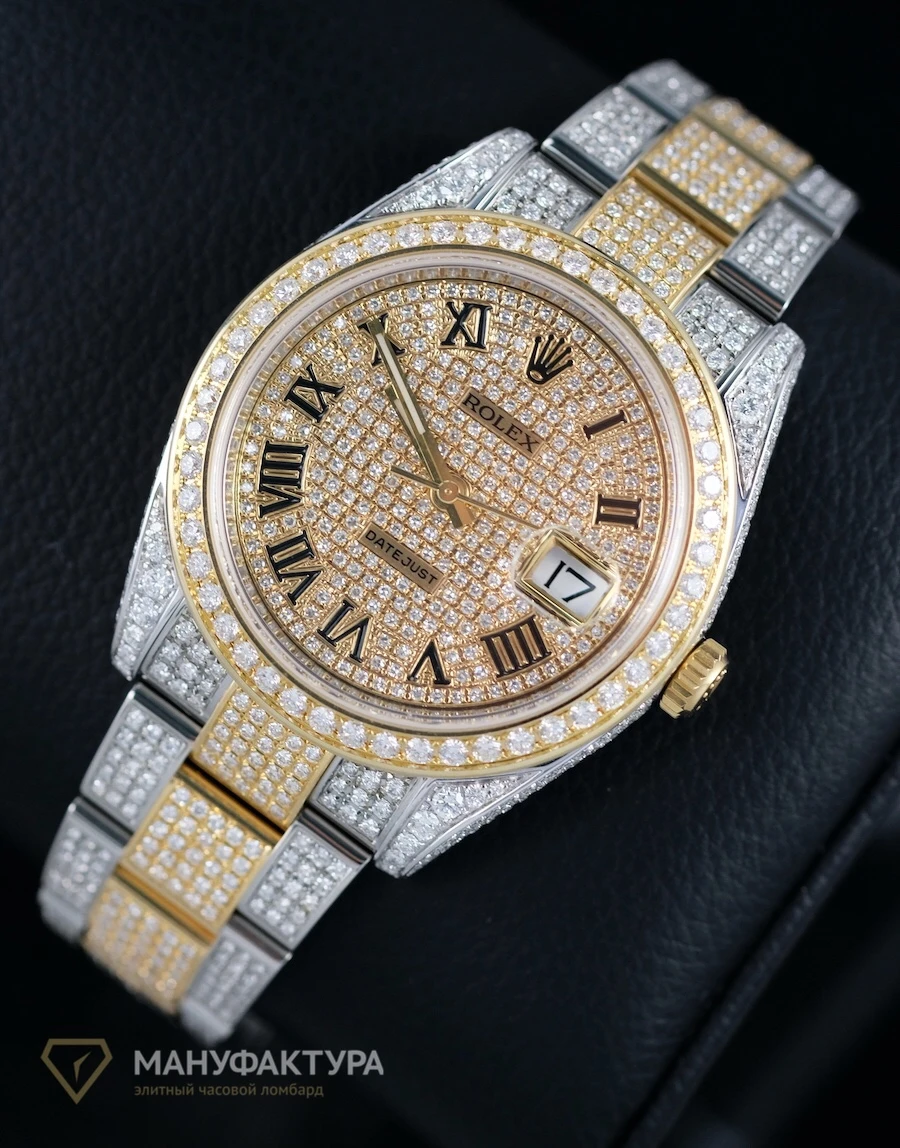 Часы Rolex  Datejust 41Mm Twotone Full Pave Custom Diamonds  126303 FIX