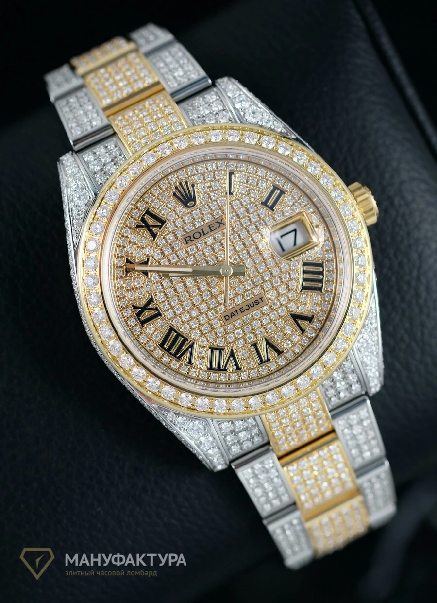 Часы Rolex  Datejust 41Mm Twotone Full Pave Custom Diamonds  126303 FIX