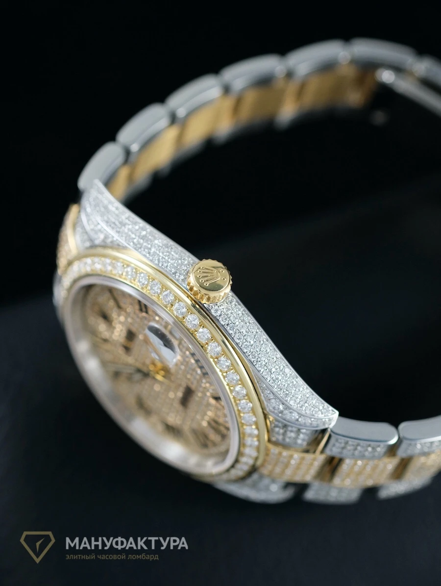 Часы Rolex  Datejust 41Mm Twotone Full Pave Custom Diamonds  126303 FIX
