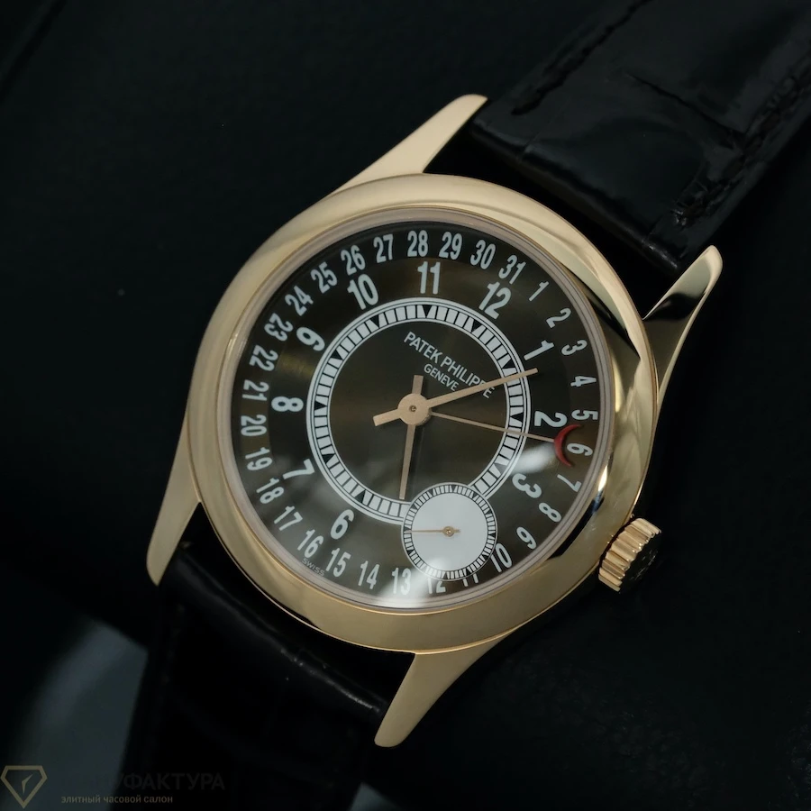 Часы Patek Philippe  Calatrava 37Mm Brown Arabic Date Rose Gold  6000R-001