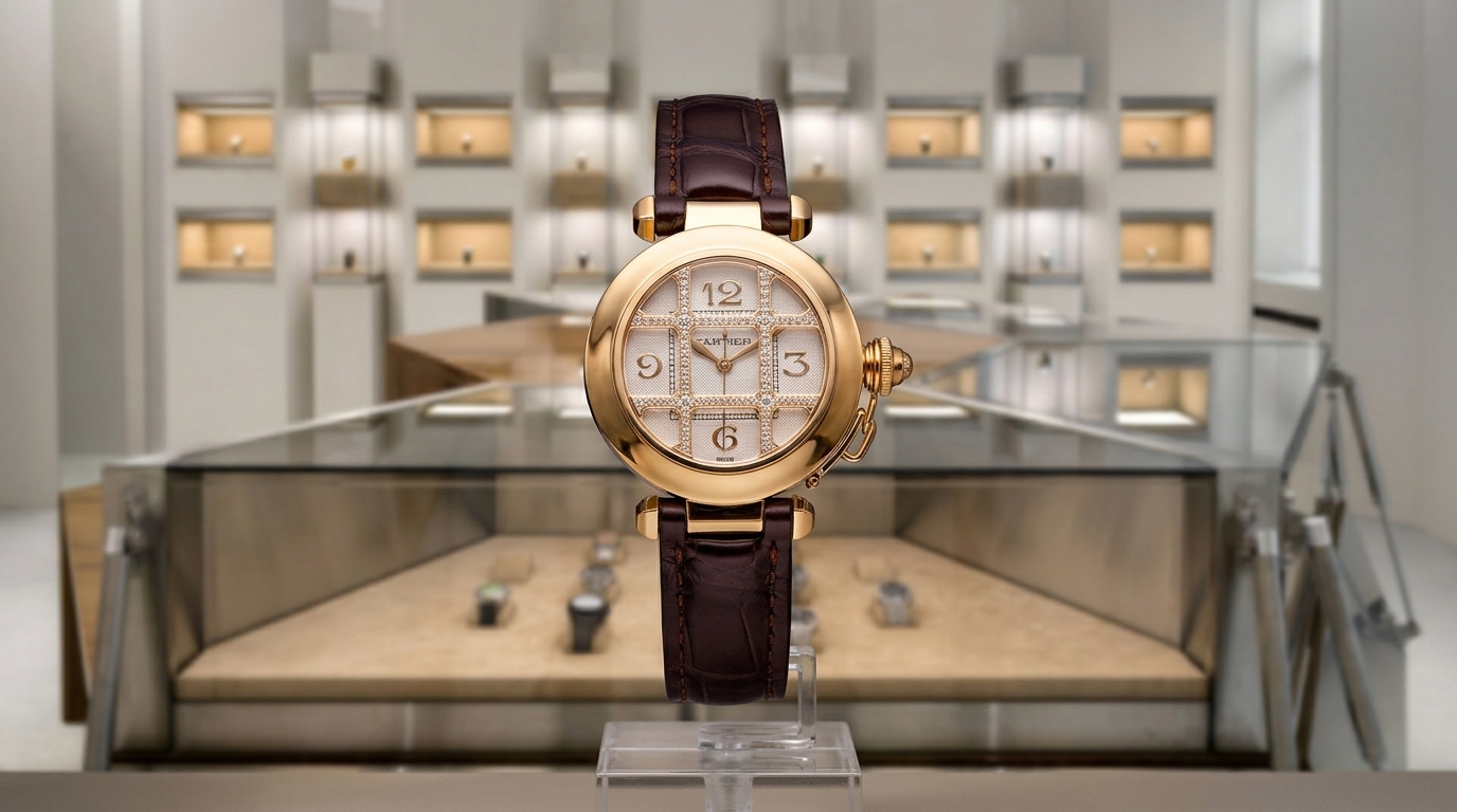 Архитектура ювелирного авангарда: Cartier Pasha 32 мм с бриллиантовой решеткой