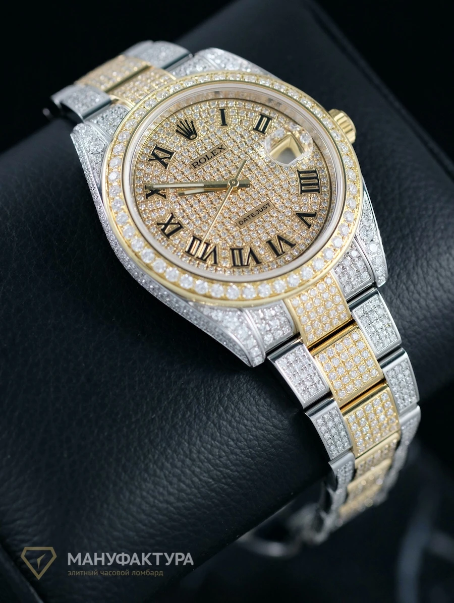 Часы Rolex  Datejust 41Mm Twotone Full Pave Custom Diamonds  126303 FIX