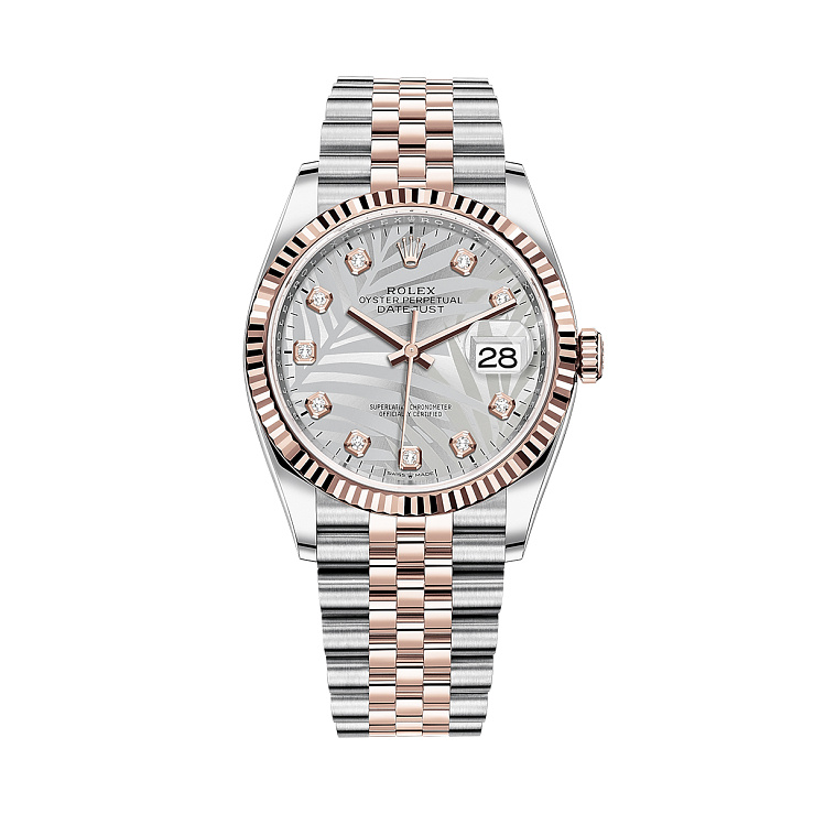 Часы Rolex  Datejust 36Mm Steel And Everose Gold Palm Motif & Diamonds Dial Fluted Bezel  126231