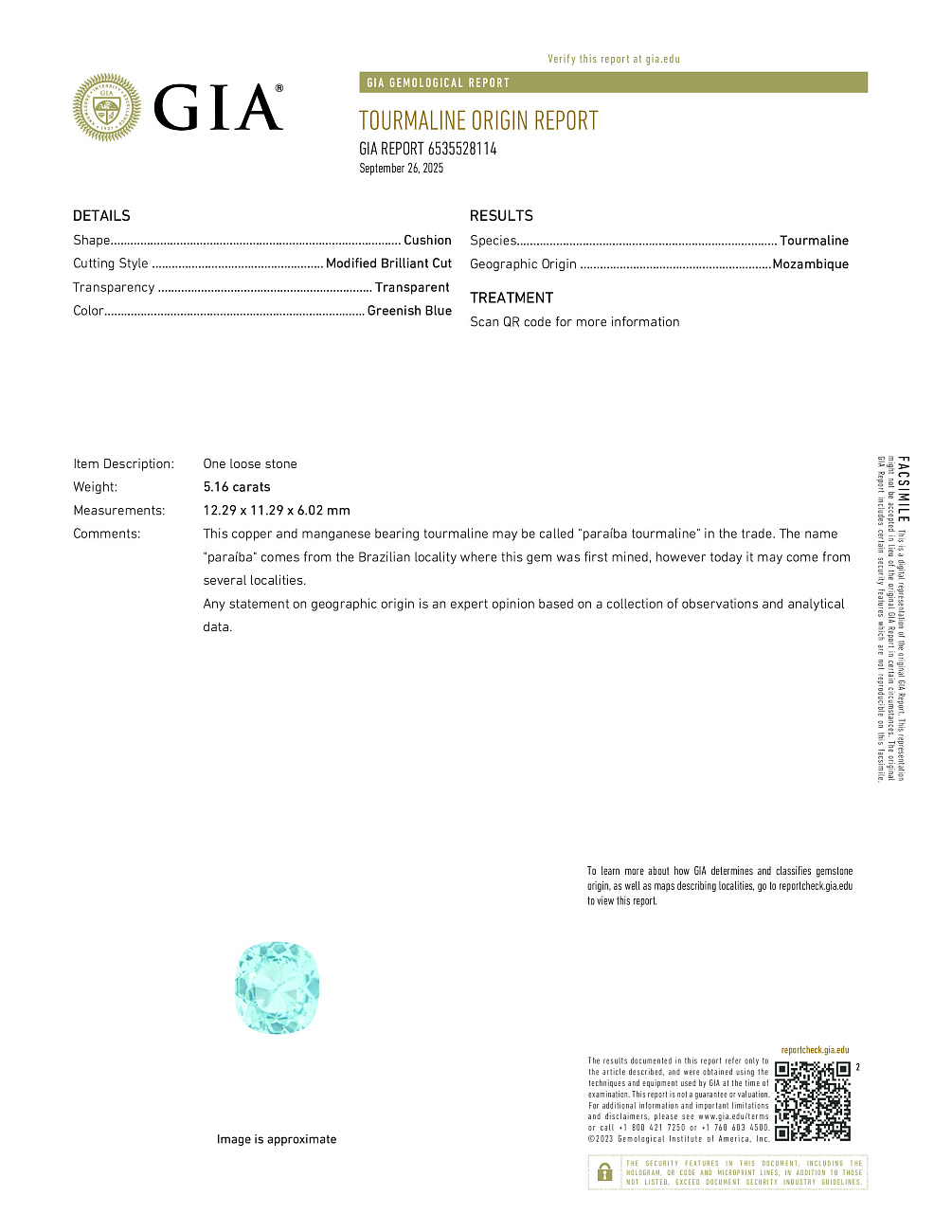 Украшение GIA  Серьги с турмалинами "Параиба" 5,16/5,40 ct.   