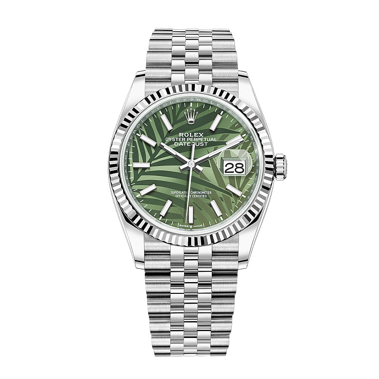 Часы Rolex  Datejust 36 Mm Green Palm Motif Dial  126234