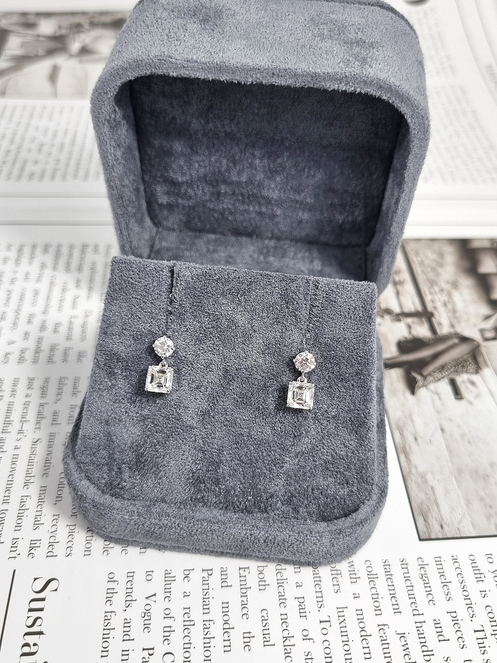 Украшение GIA  Серьги 1,00/1,01 ct. G/VS1 (Asscher Diamonds)   