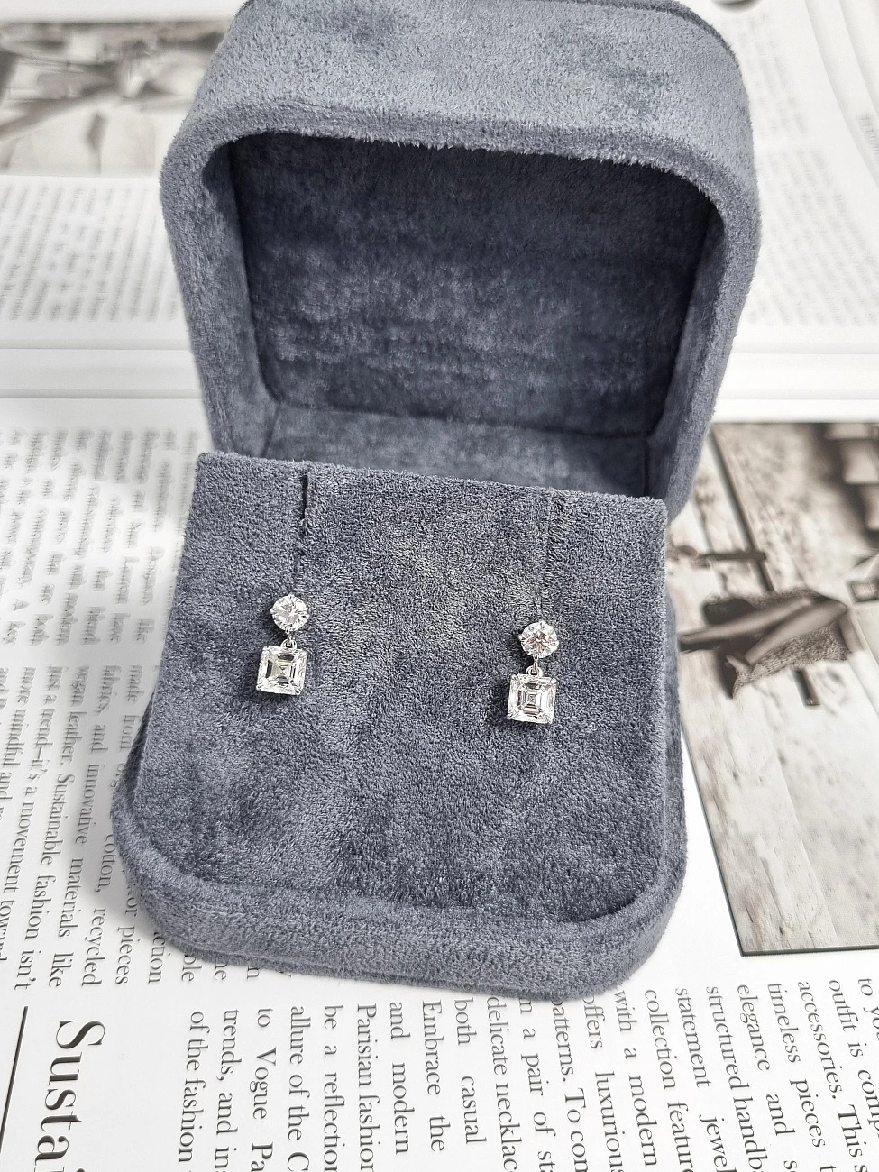 Украшение GIA  Серьги с бриллиантами 1,00/1,01 ct. I/VS1 (Asscher)   