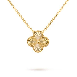 Van Cleef & Arpels Vintage Alhambra Pendant, Guilloché Yellow Gold