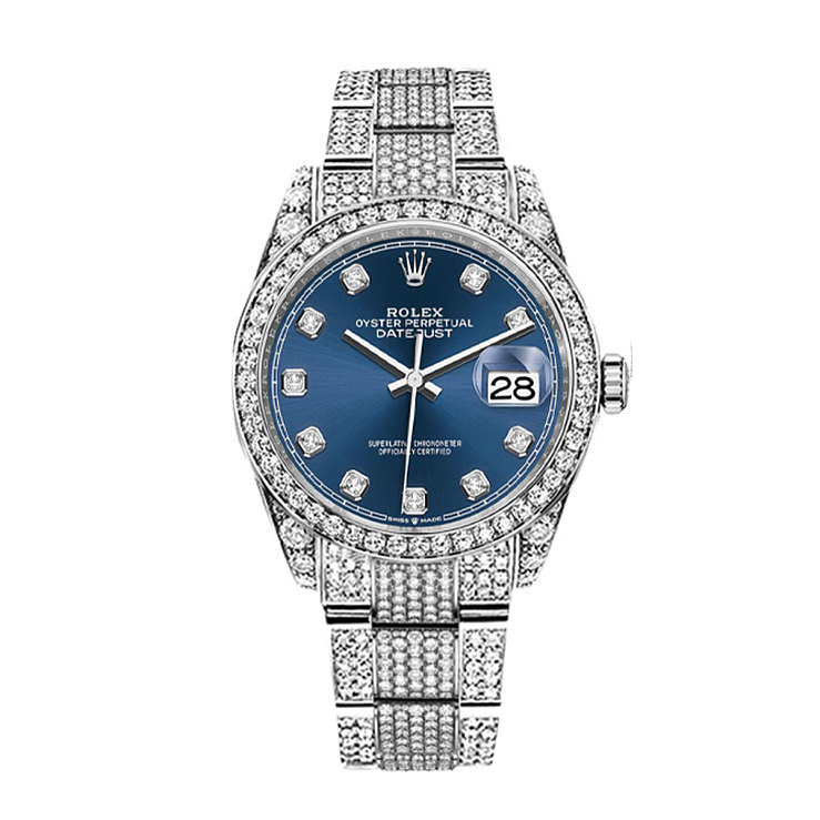 Часы Rolex  Datejust 36 Mm Custom Diamonds Pave Blue  126200-FIX