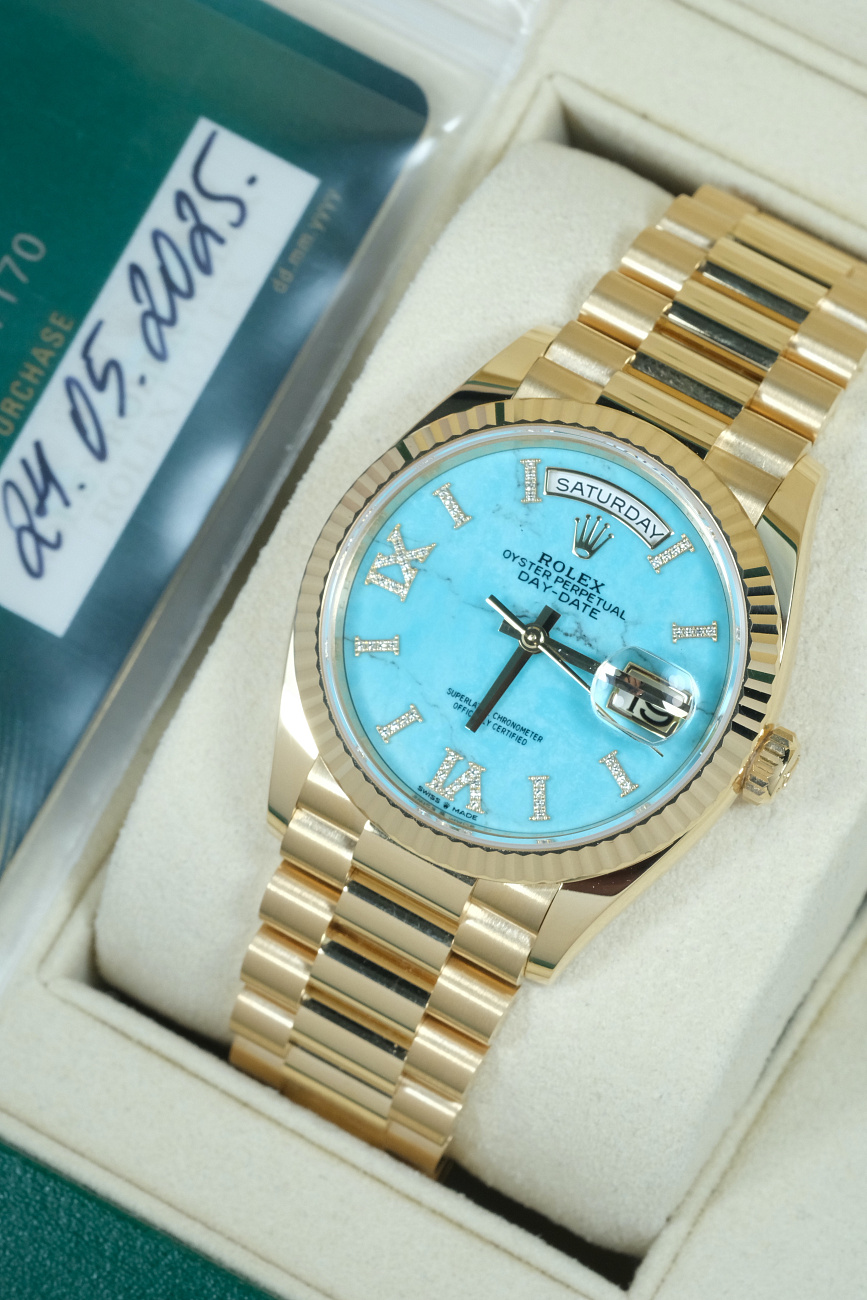 Часы Rolex  Day-Date 36Mm Yellow Gold Turquoise Dial  128238