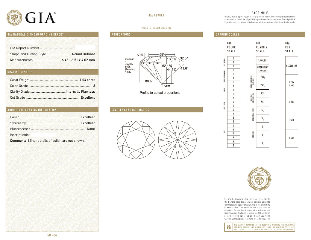 Украшение GIA  Серьги 1,04/1,04 ct. J/IF (3 Excellent) Round Diamonds   
