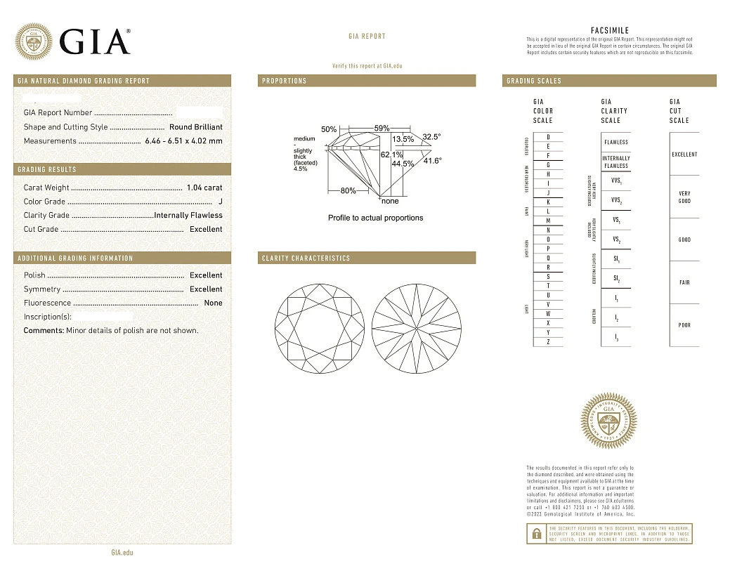 Украшение GIA  Серьги 1,04/1,04 ct. J/IF (3 Excellent) Round Diamonds   