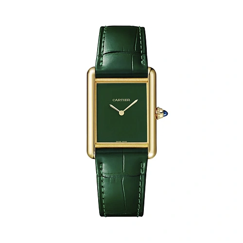 Часы Cartier  Tank Must De Cartier Yellow Gold Green Large  WGTA0191