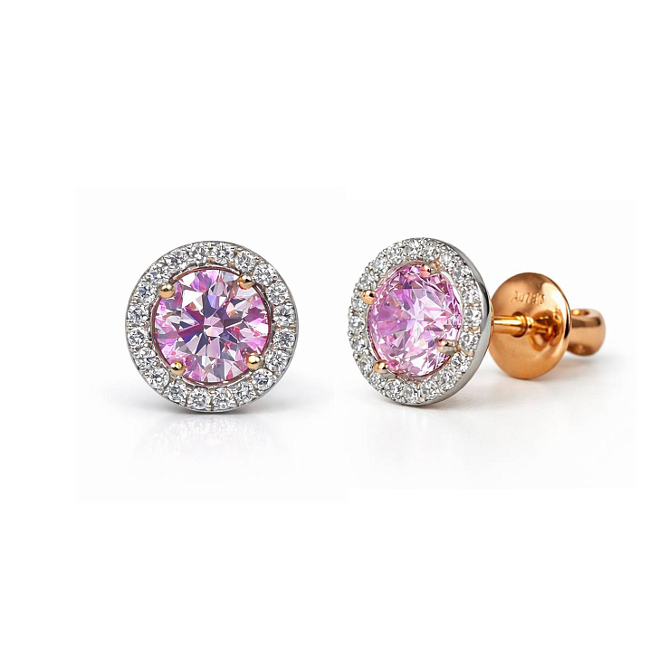 Украшение GIA  Серьги 0,80/0,81 ct. Faint Pink/VS2-Si1 (Round Diamonds)   