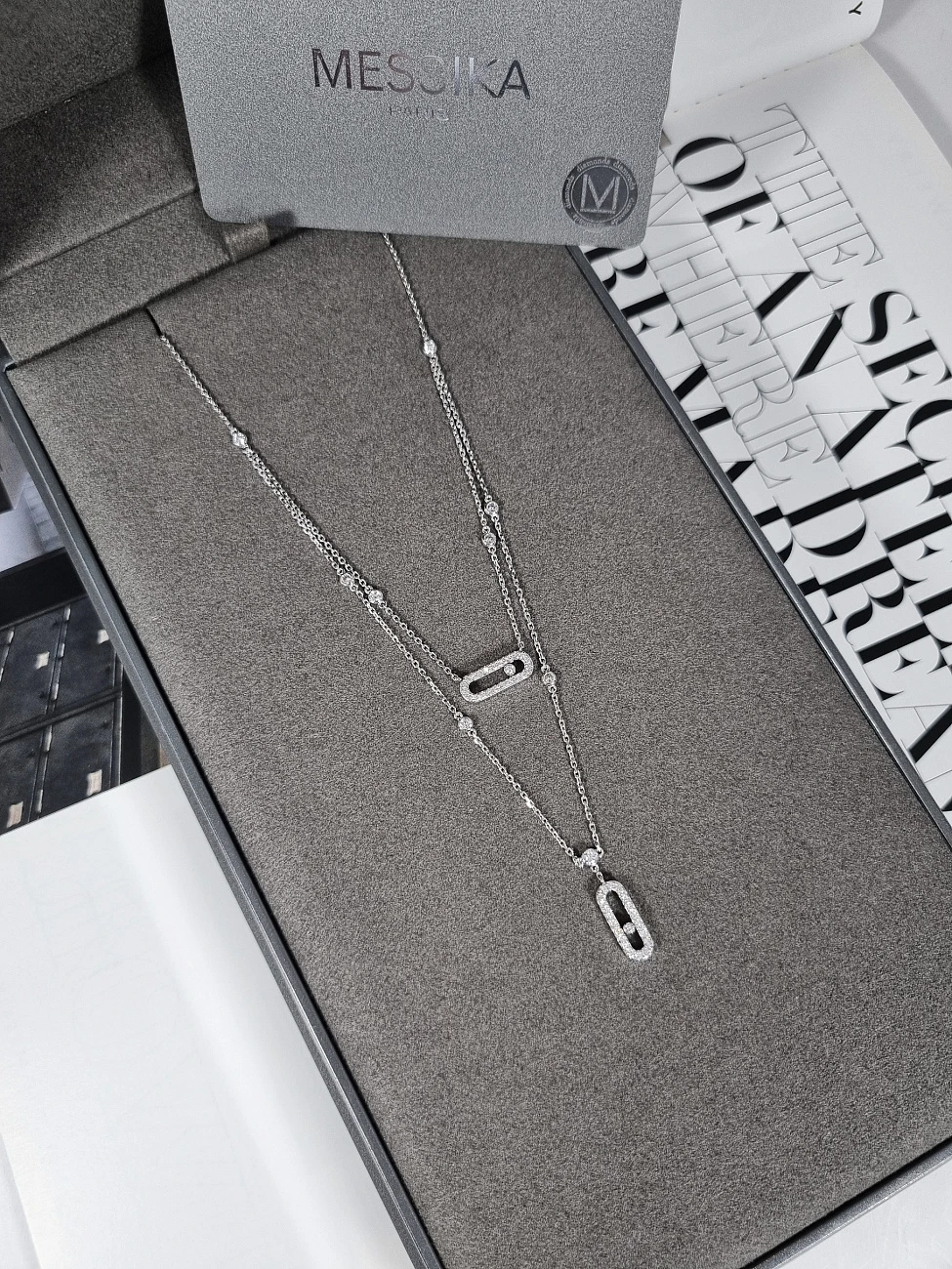 Украшение Messika  Колье Move Uno 2 Rows Pavé  Move Uno 2 rows pavé diamond necklace 7174 