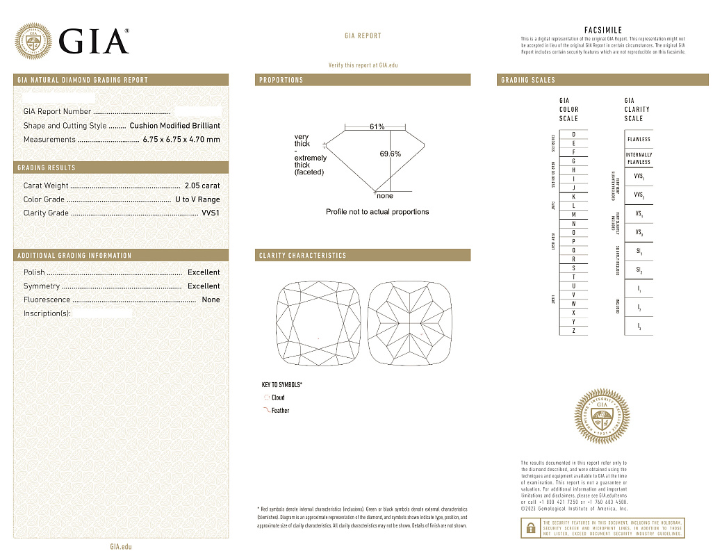Украшение NO NAME  Кольцо С Бриллиантом 2,05 Ct. U To V/Vvs1   