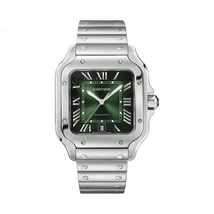 Часы Cartier  Santos De Cartier Green Dial  WSSA0062