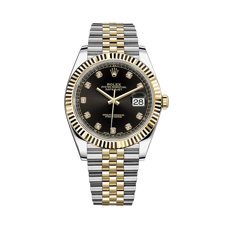 Часы Rolex  Oyster Perpetual Datejust Ii Steel And Yellow Gold Black Dial Diamond Index  126333
