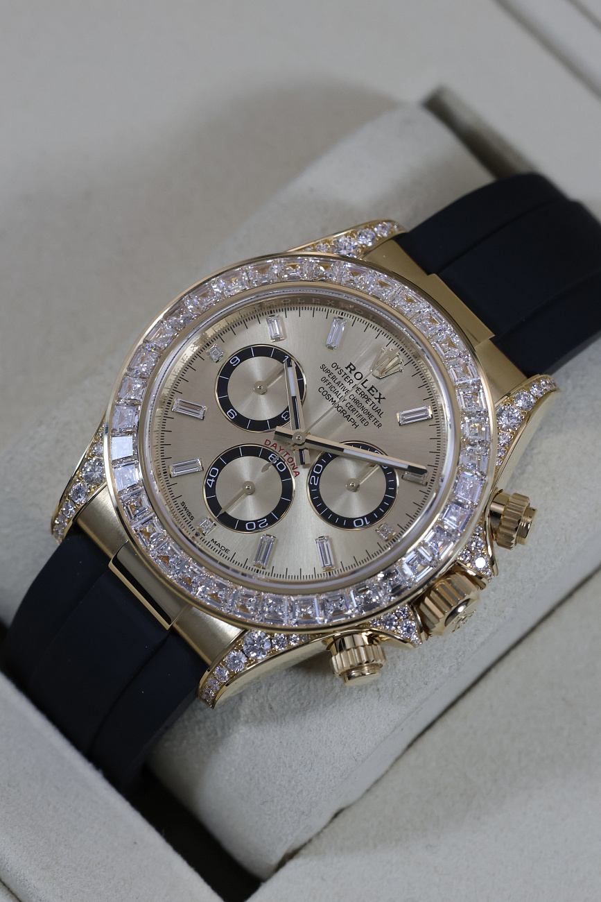 Часы Rolex  Cosmograph Daytona Yellow Gold Factory Diamonds Oysterflex  126538TBR