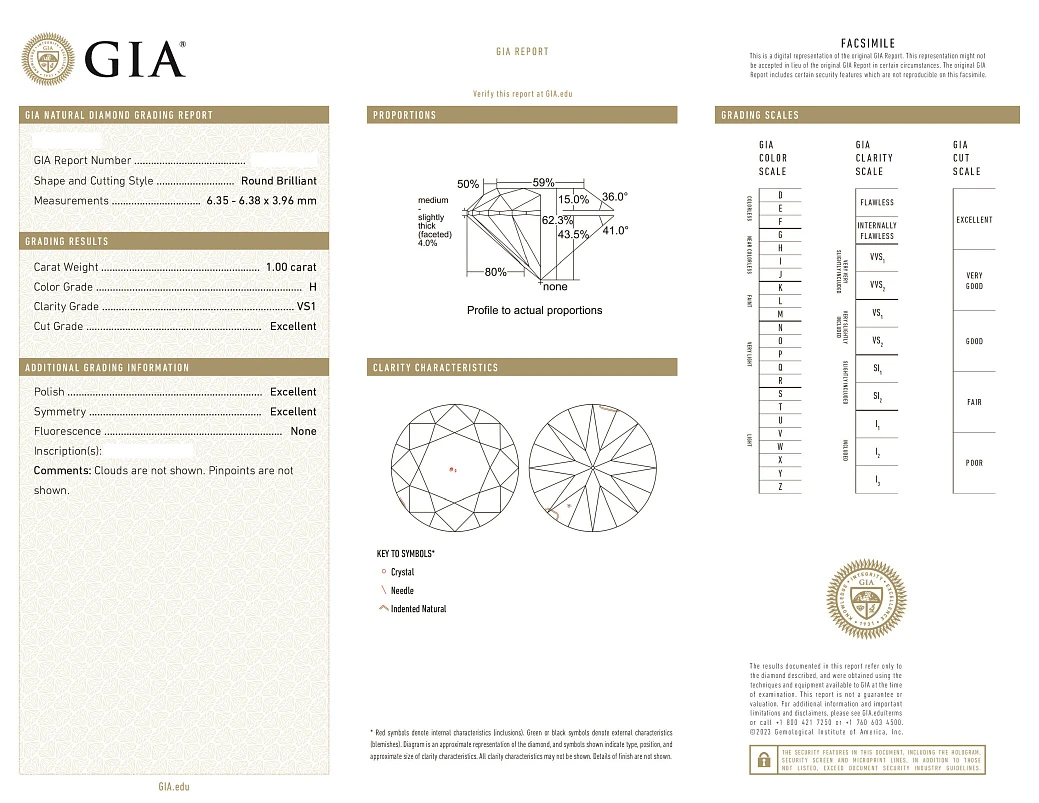 Украшение GIA  Серьги 1,00/1,00 ct. H/VS1 (3 Excellent) Round Diamonds   