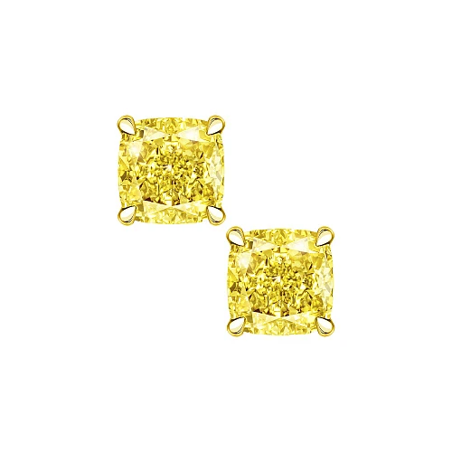 Украшение GIA  Серьги 2,00/2,01 ct. Fancy Intense Yellow/VS2 (Cushion Diamonds)   