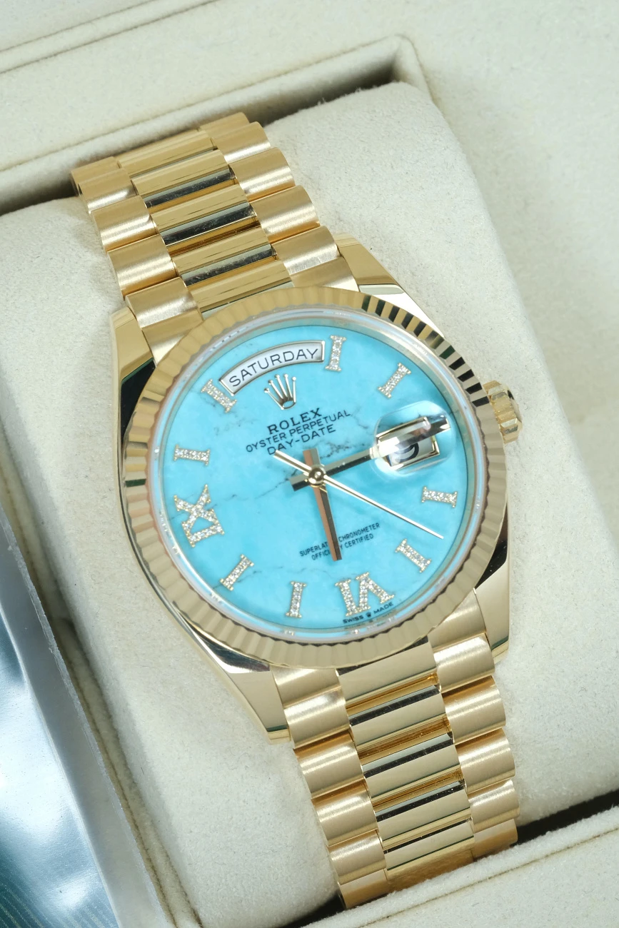 Часы Rolex  Day-Date 36Mm Yellow Gold Turquoise Dial  128238