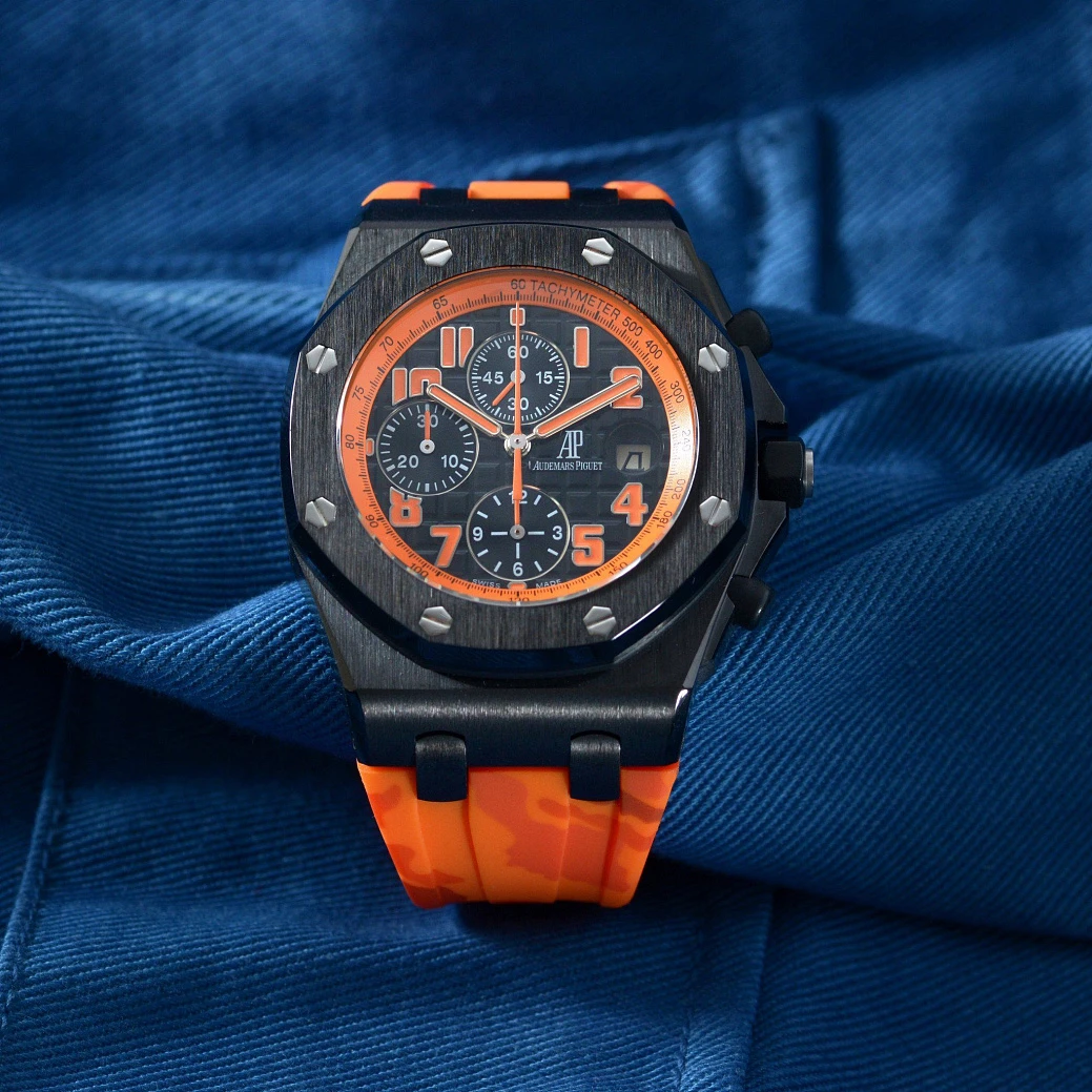 Часовой ремешок Audemars Piguet  Ремешок Для Часов Orange Camo Ap Royal Oak Offshore 42Mm Strap  