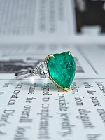 Украшение GRS GemResearch Swisslab  Кольцо с изумрудом 5,84 ct. Intense To Vivid Green (Colombia)   