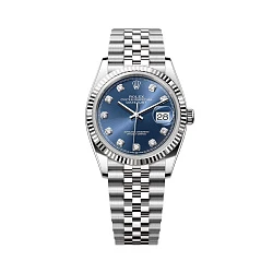 Rolex Datejust 36 mm Steel & White Gold Blue Dial Diamonds