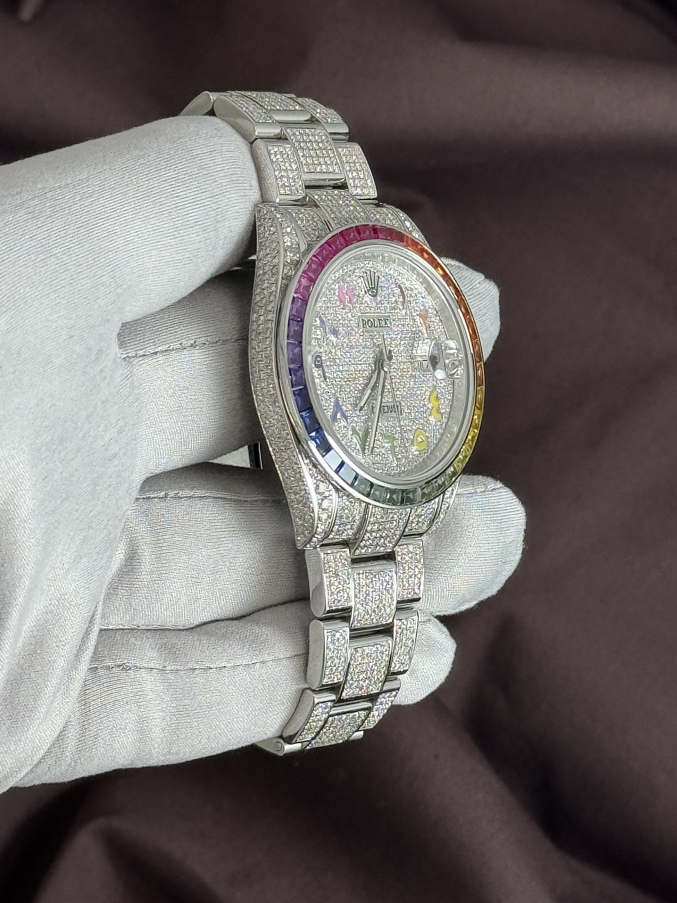 Часы Rolex  Datejust Ii Full Pave Rainbow Persian Numerals  126300 FIX