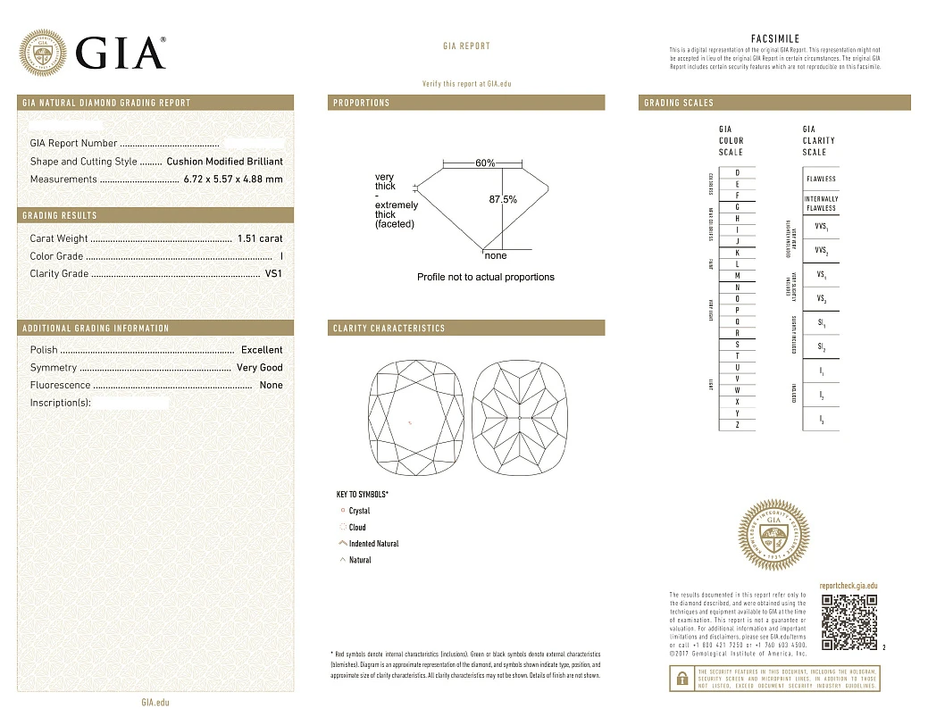 Украшение GIA  Кольцо с бриллиантом 1,51 ct. I/VS1   