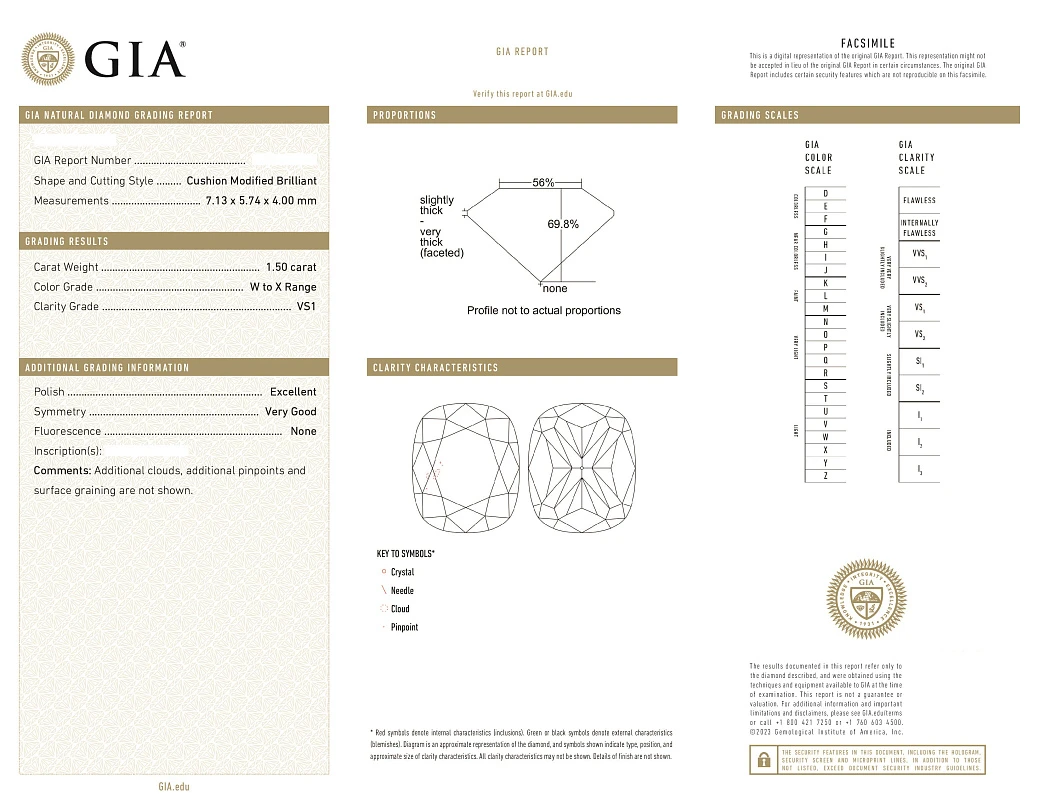 Украшение GIA  Серьги 1,50/1,55 Ct. W To X/Vs1   