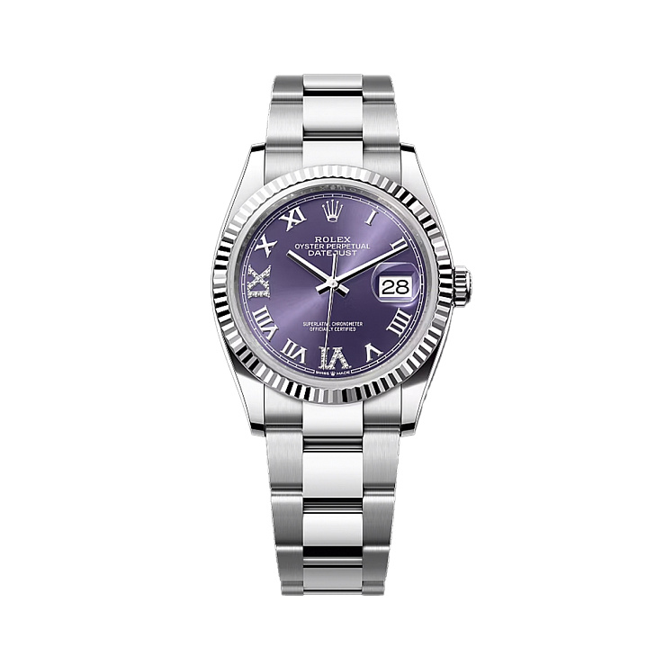 Часы Rolex  Datejust 36Mm Steel & White Gold Purple Dial Oyster  126234
