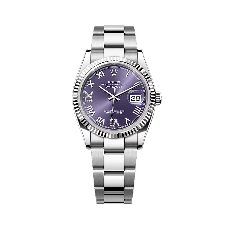 Часы Rolex  Datejust 36Mm Steel &amp; White Gold Purple Dial Oyster  126234