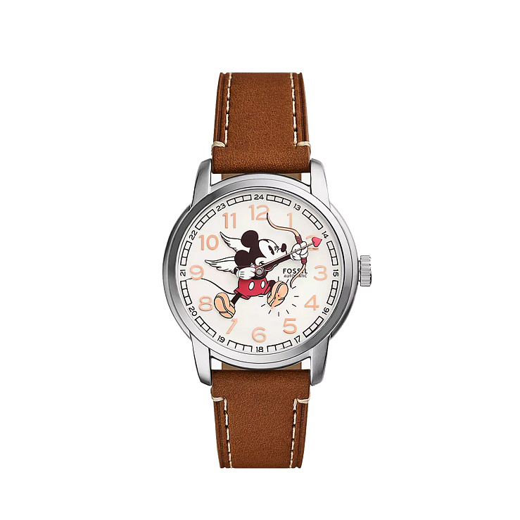 Часы Fossil  Disney Fossil Limited Edition Automatic Medium Brown Leather Watch40 Mm  LE1187