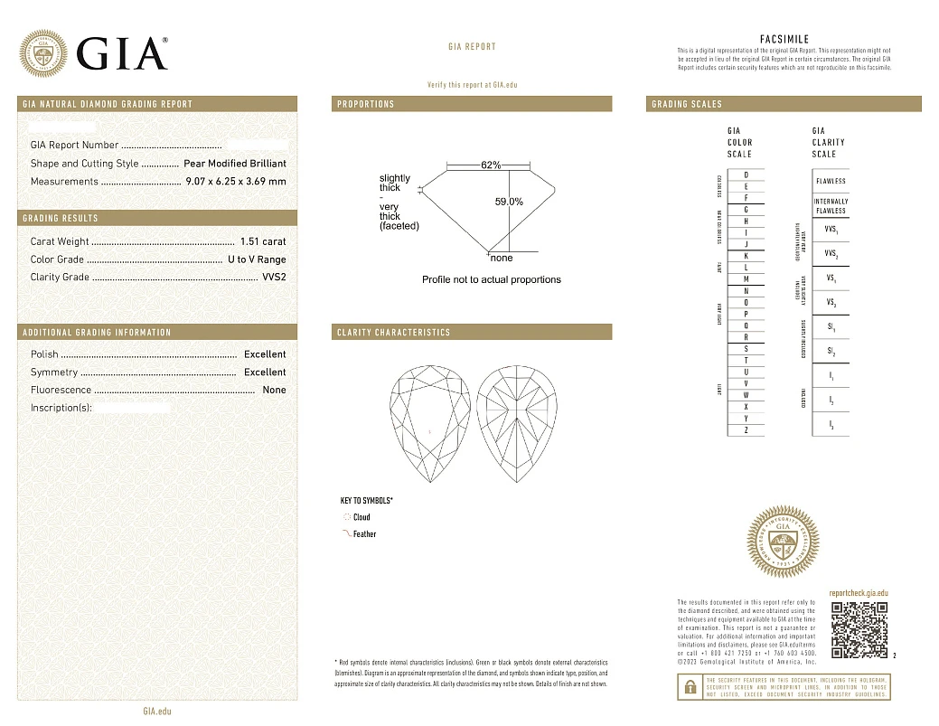Украшение GIA  Серьги 1,51/1,51 Ct. U To V Range/Vvs2   