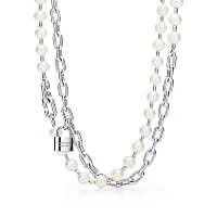 Украшение Tiffany &amp; Co  Hardwear Pearl Lock Necklace In Silver, 9-10 Mm  64047868 