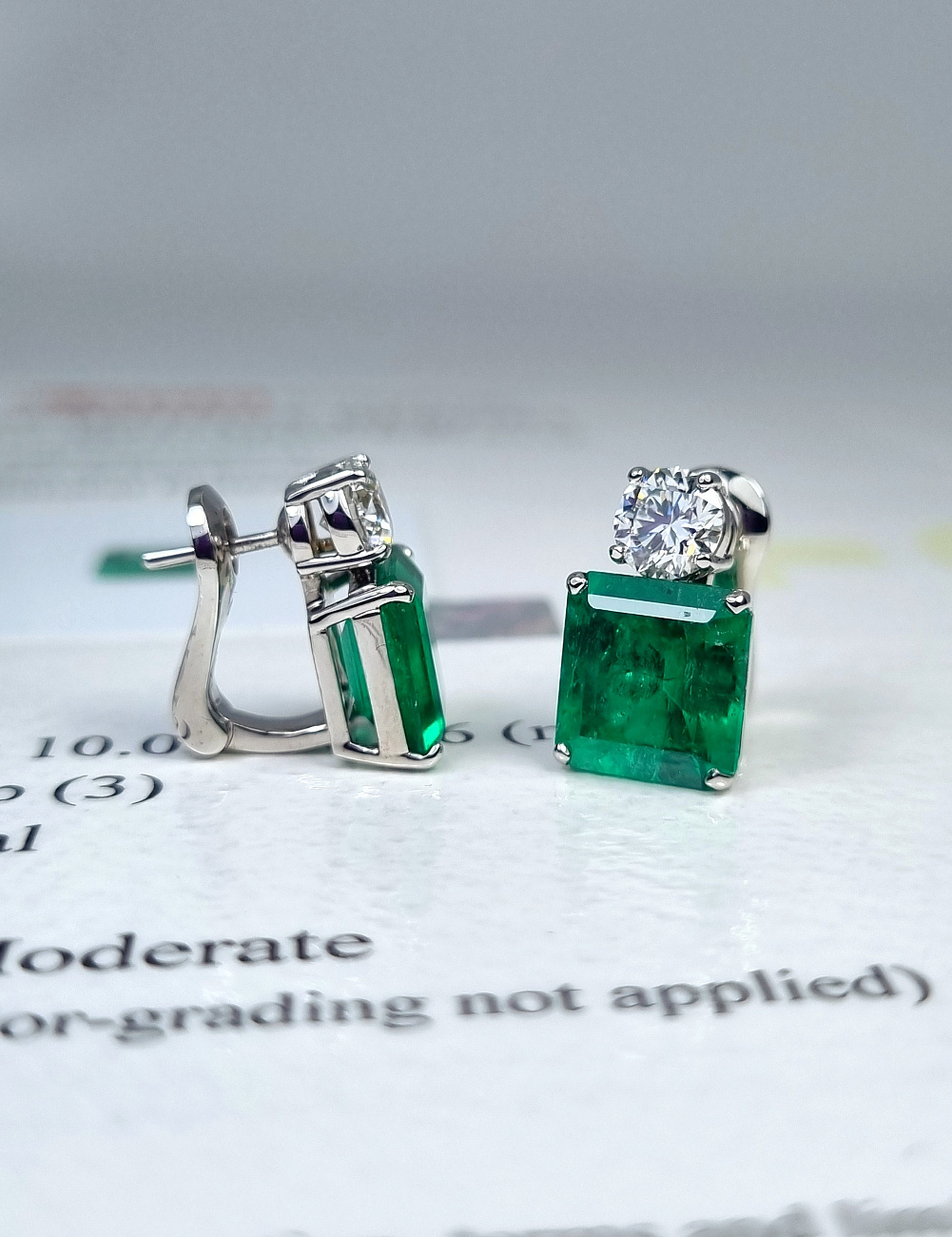 Украшение NO NAME  Серьги С Изумрудами 3,52/4,07 Ct. Green (Colombia)   