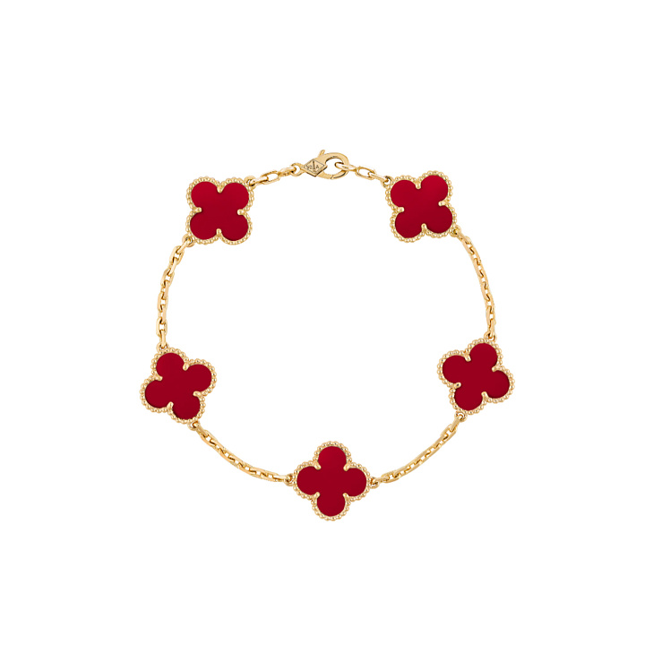 Украшение Van Cleef & Arpels  Vintage Alhambra Bracelet, 5 Motifs Carnelian  VCARD35500 