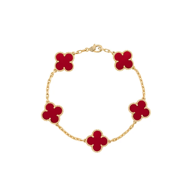 Украшение Van Cleef &amp; Arpels  Vintage Alhambra Bracelet, 5 Motifs Carnelian  VCARD35500 
