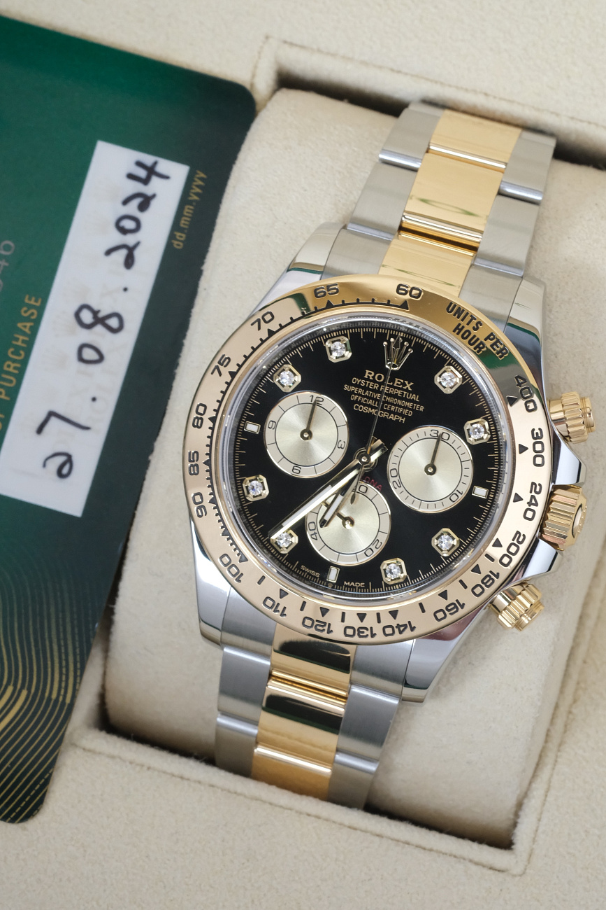 Часы Rolex  Cosmograph Daytona Steel & Yellow Gold Black Dial Diamond Index  126503-0002