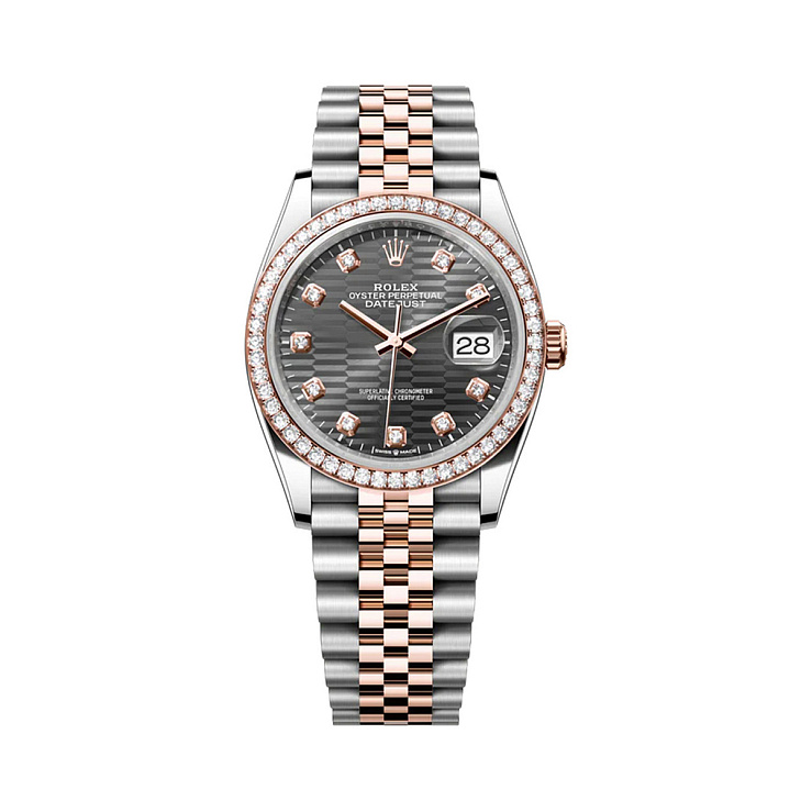 Часы Rolex  Datejust 36 Rose Gold/Steel Fluted Motif Dial Diamond Bezel Jubilee Bracelet  126281RBR