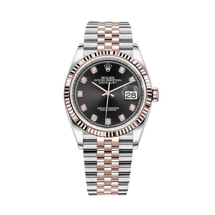Часы Rolex  Datejust 36Mm Steel And Everose Gold Black Dial Diamonds-020  126231