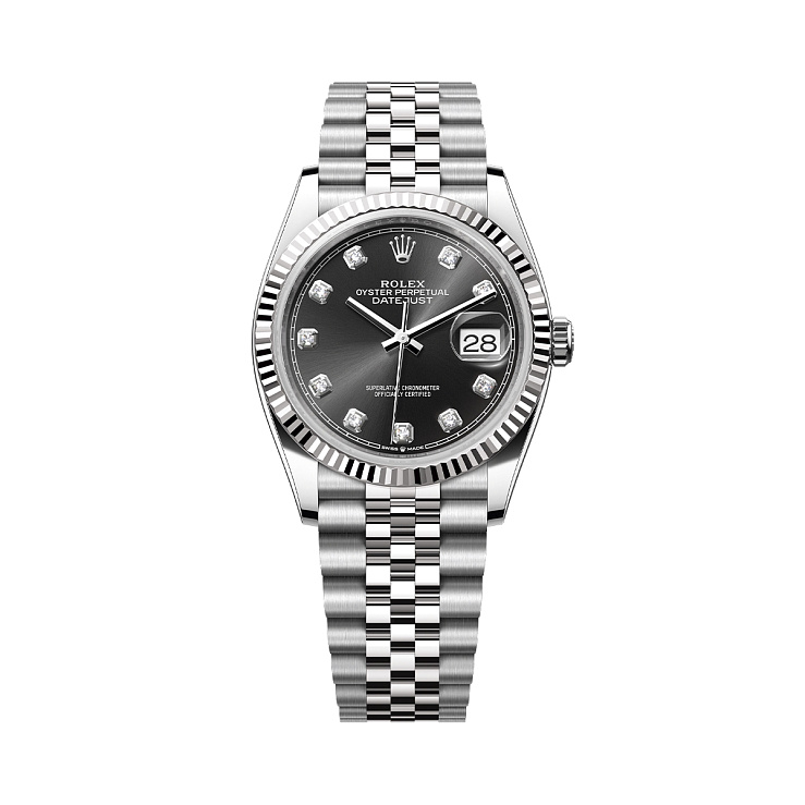 Часы Rolex  Datejust 36Mm Steel & White Gold Black Dial Diamonds  126234G