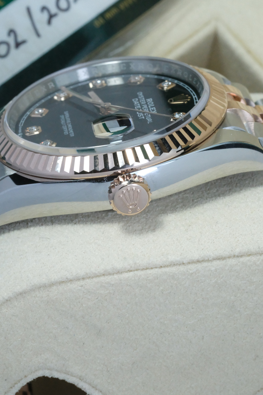 Часы Rolex  Datejust 36Mm Steel And Everose Gold Black Dial Diamonds-020  126231