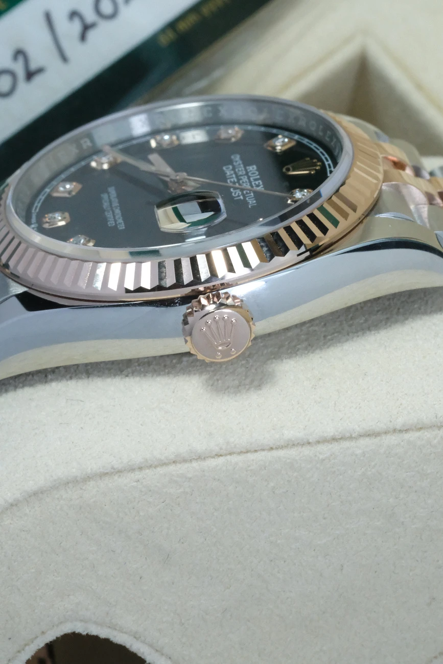 Часы Rolex  Datejust 36Mm Steel And Everose Gold Black Dial Diamonds-020  126231