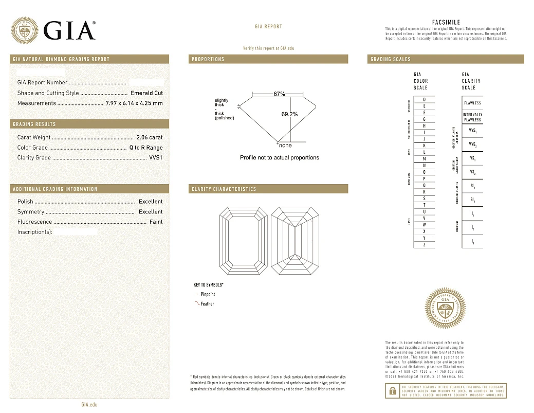 Украшение GIA  Серьги с бриллиантами 2,06/2,13 ct. (Emerald cut)   