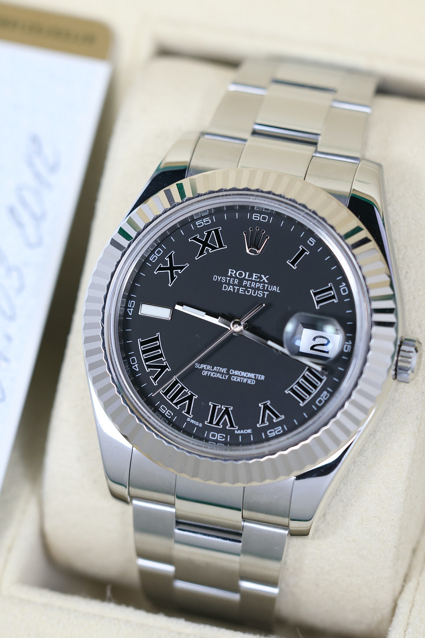 Часы Rolex  Datejust Ii 41Mm Steel And White Gold Black Roman  116334